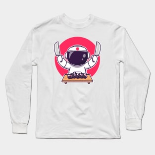 Cute Astronaut Sushi With Knife Long Sleeve T-Shirt